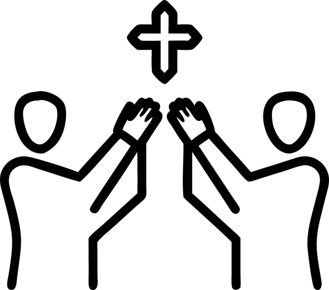 Group of Christians hold hands and pray together in church for mutual support blessing and spiritual unity concept as Depicts faith driven unity and heartfelt intercession in a su Clean vector