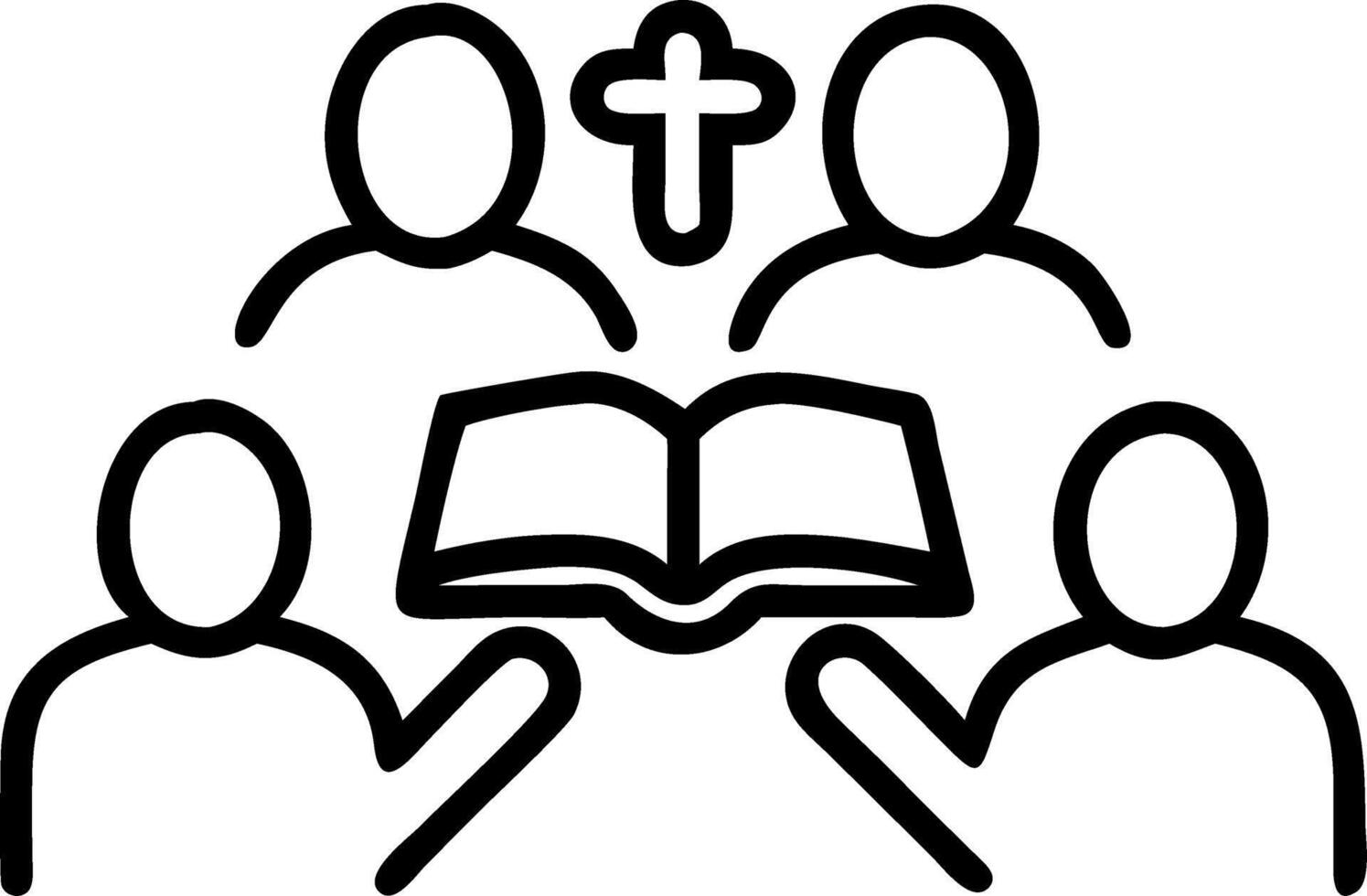 Group of people holding hands praying worship believe with bible on a wooden table for devotional for prayer meeting Christians and Bible study concept Believe in goodness conce Clean vector