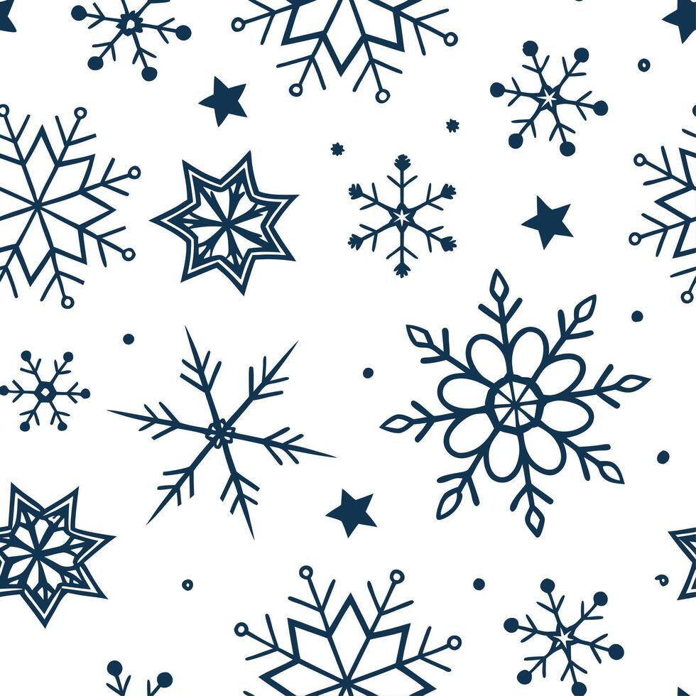 Glittering snowflake and star seamless tile pattern with sparkling winter accents concept as Glittering snowflakes and stars create a sparkling seamless tile pattern with winter ac Clean vector