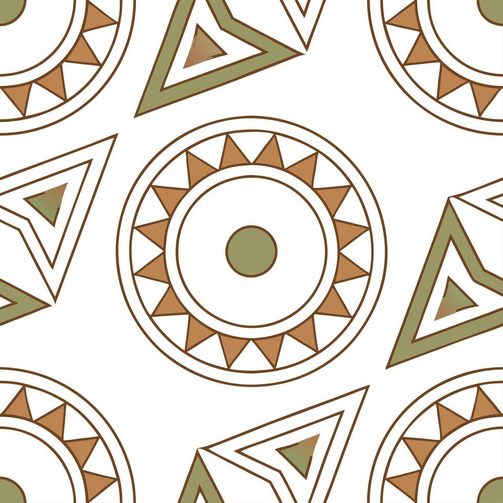 Geometric retro seamless tile pattern earth tones on white background ideal for natural interiors concept as Designing seamless tile with geometric retro patterns in earth tones on Clean vector