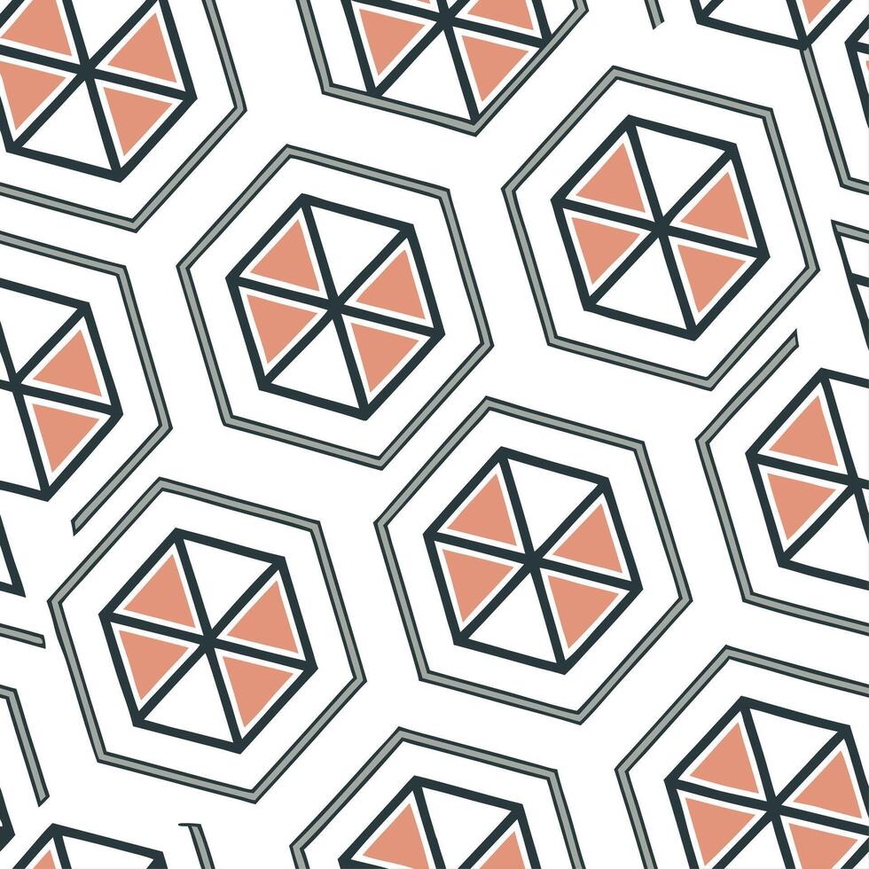 Geometric retro polygon seamless tiles analogous colors on white background suitable for harmonious designs concept as Designing geometric seamless tile with retro polygons in anal Clean vector
