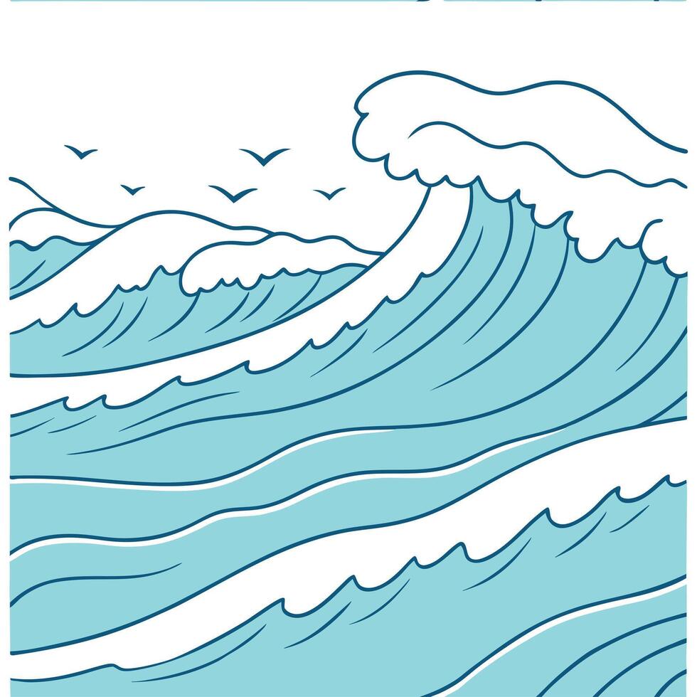 Gentle ocean waves seamless tile pattern with foamy water and a calm beach setting concept as Gentle ocean waves with foamy water create a peaceful seamless tile pattern for a rela Clean vector