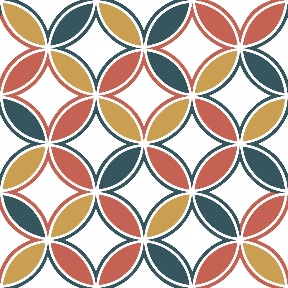 Geometric retro polygon seamless tiles split complementary colors on white background suitable for balanced designs concept as Designing geometric seamless tile with retro polygons Clean Set 2 vector