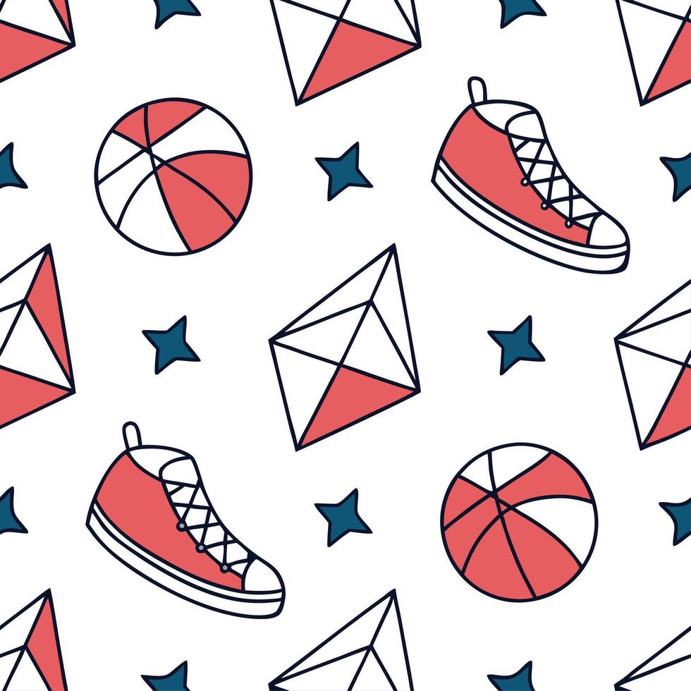 Geometric retro polygon seamless pattern bold colors on white background ideal for home decor concept as Developing geometric seamless pattern with retro polygons in bold colors on Clean vector