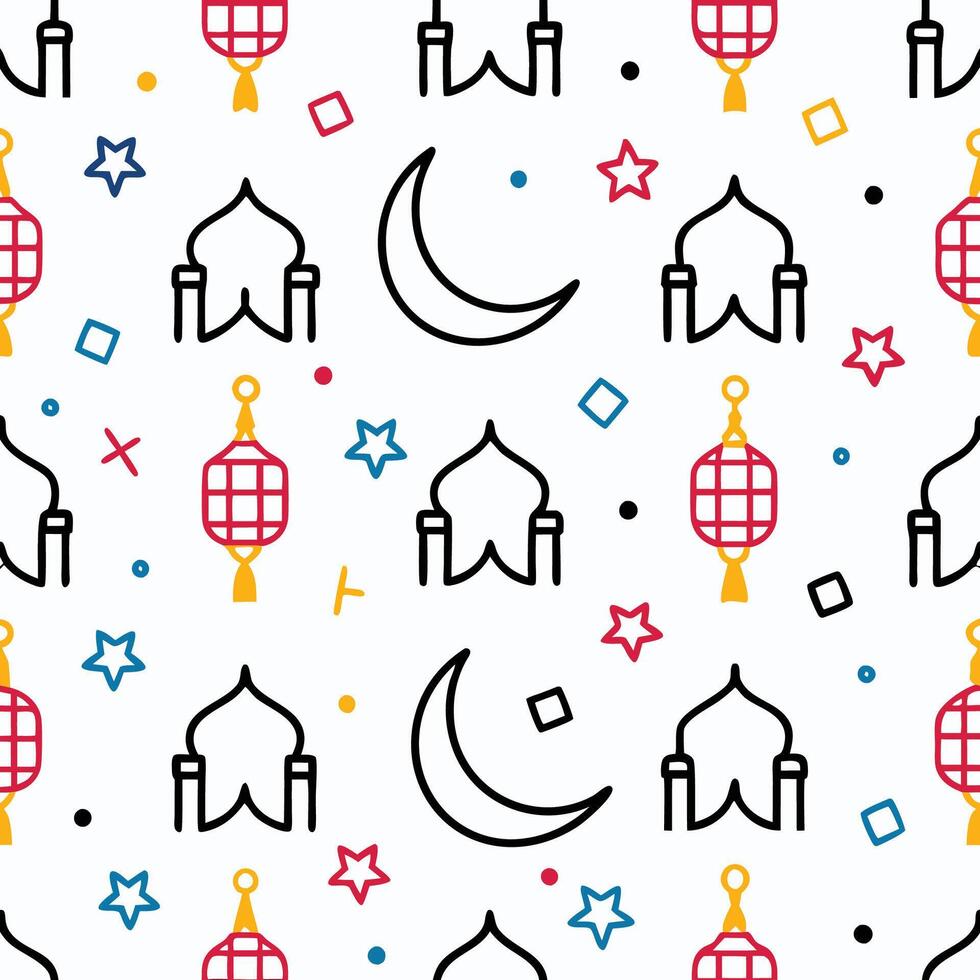 ramadan seamless pattern with arabic symbols white background vector