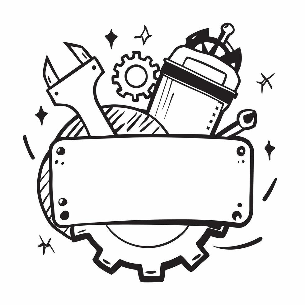 Gear and Tool Border with Labor Day Honors Wording concept as A unique border frame featuring gears and tools symbolizing the intricate machinery and teamwork behind labor The wor Clean vector