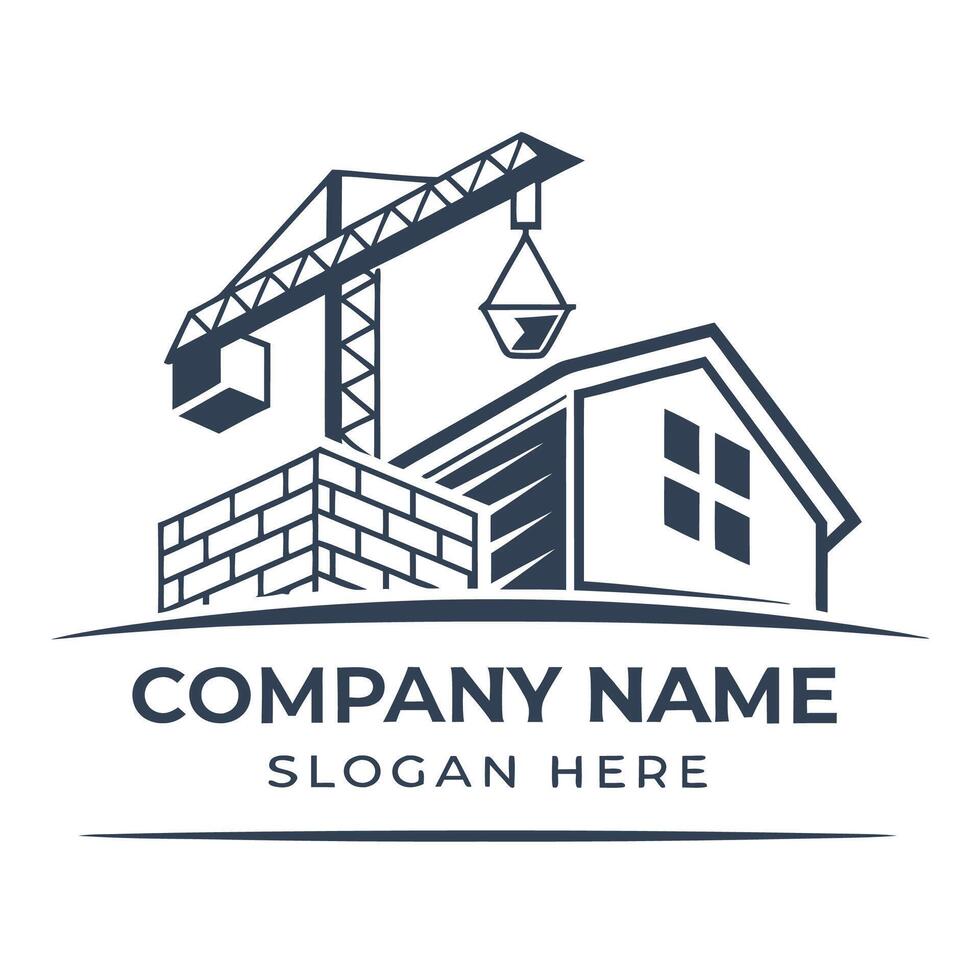 construction house logo template illustration white background vector
