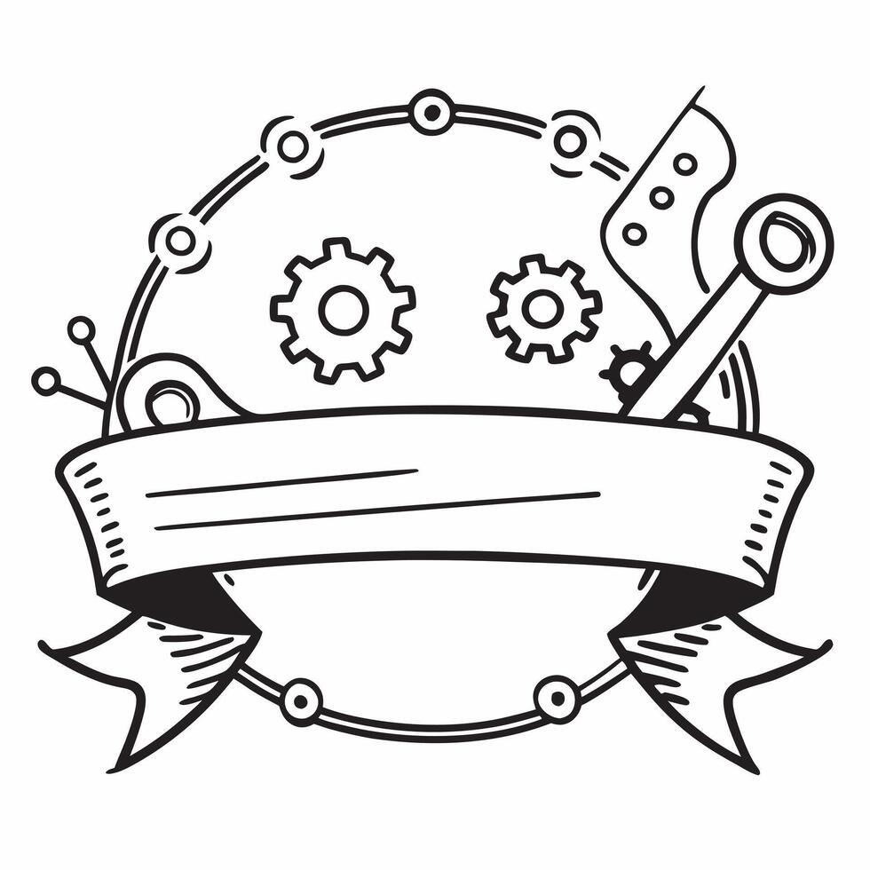 Gear and Tool Border with Honoring Labor Day Wording concept as A unique border frame featuring gears and tools symbolizing the intricate machinery and teamwork behind labor The w Clean vector