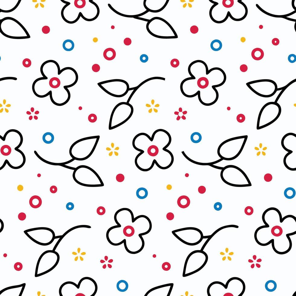 a pattern with flowers and leaves on a white background white background vector