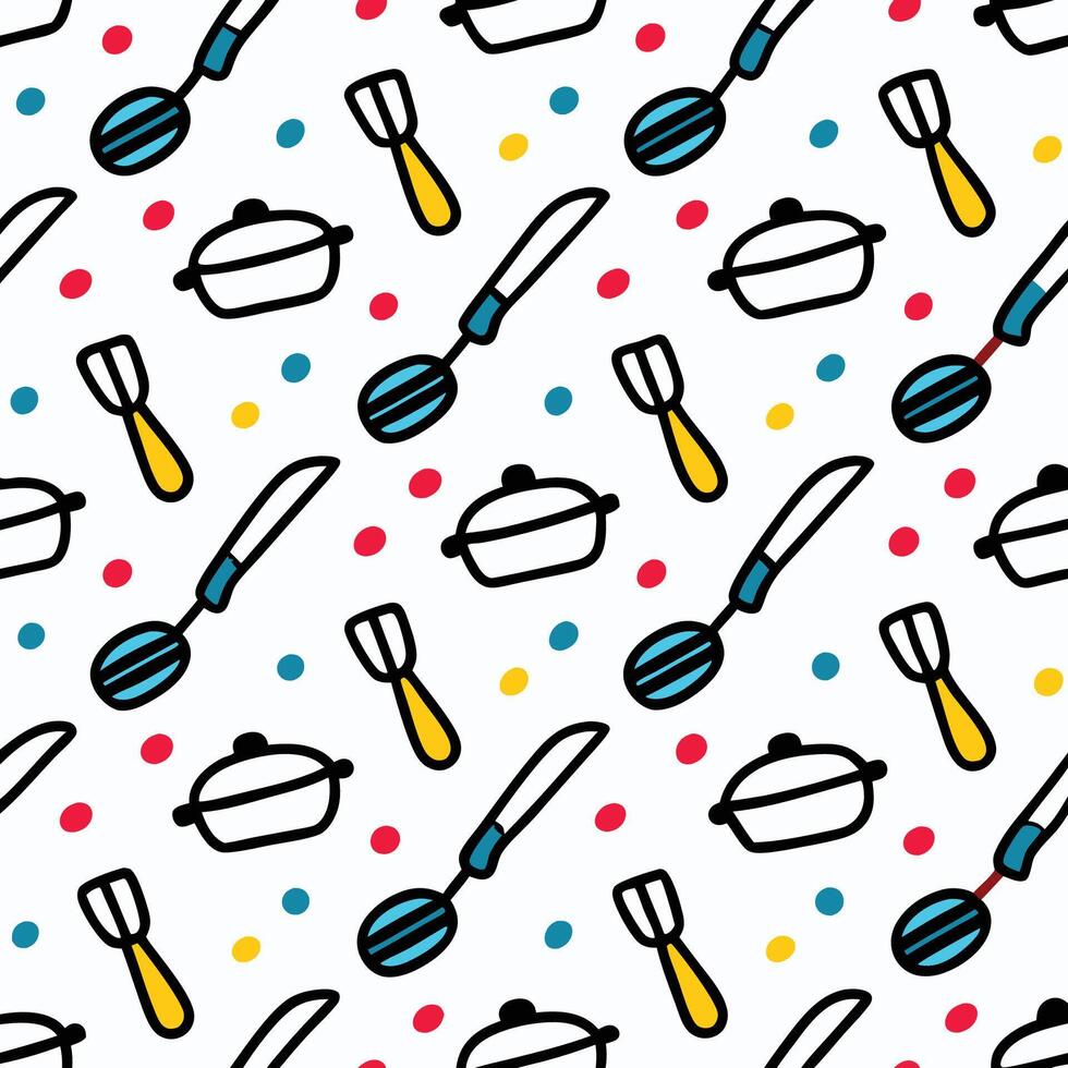 a pattern with kitchen utensils and spoons white background vector