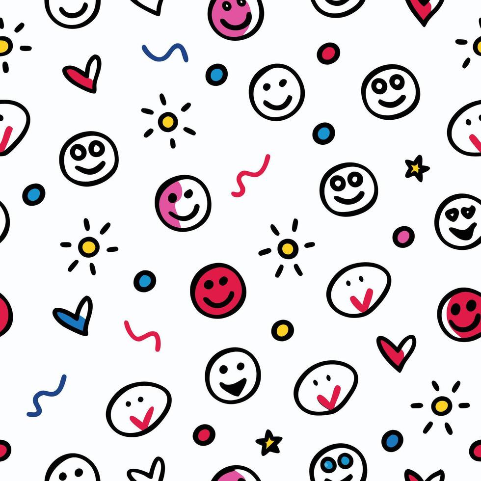 smiley faces and hearts on a white background white background vector