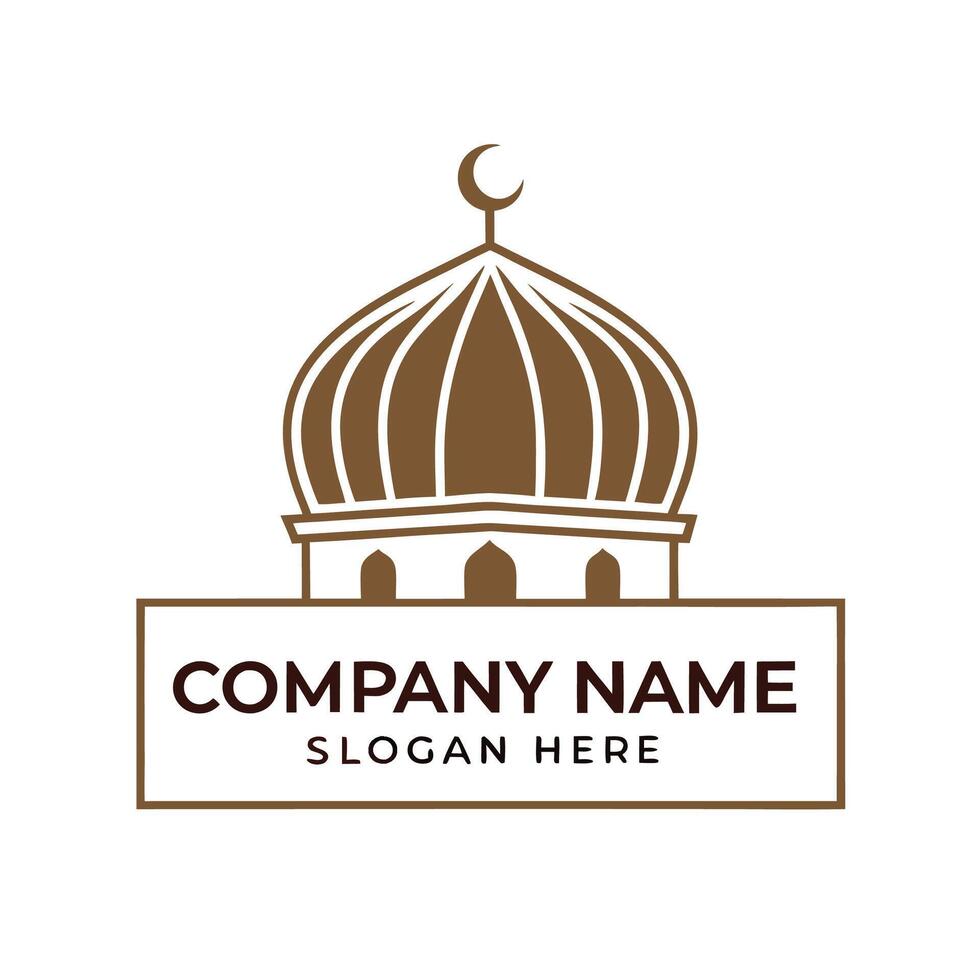 islamic mosque logo template illustration white background vector