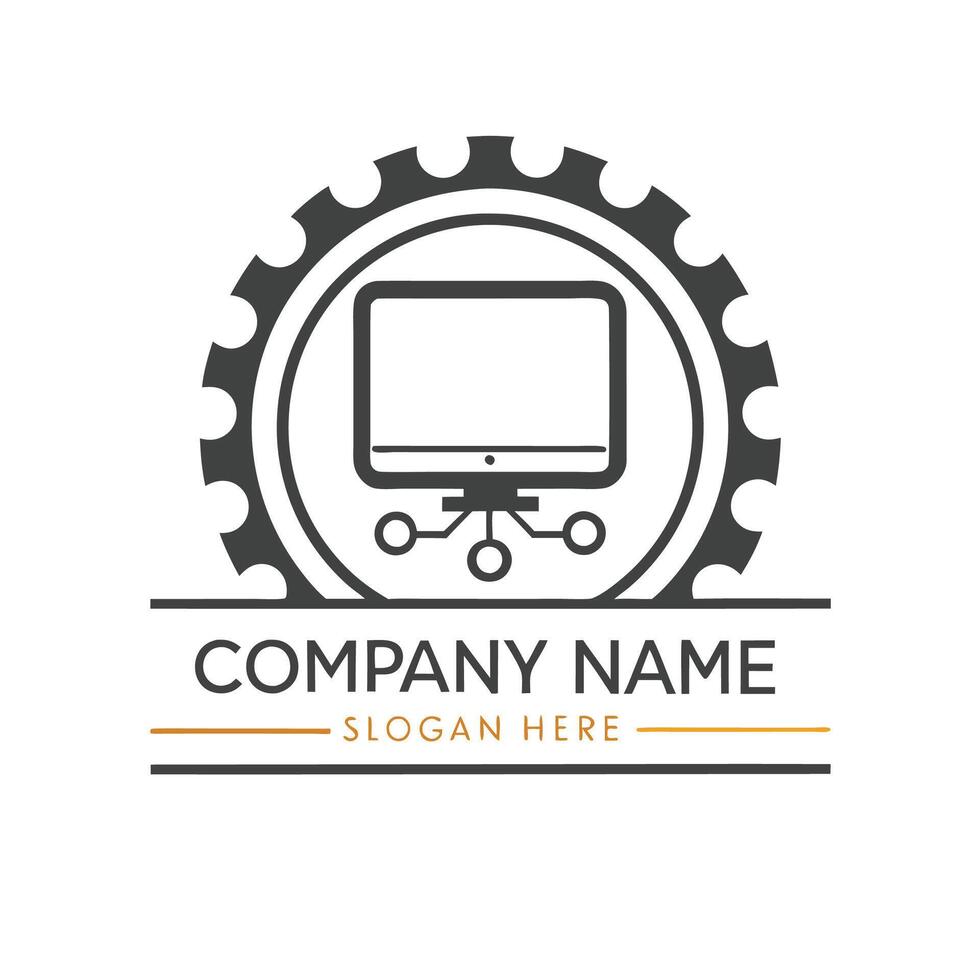 computer repair logo design template white background vector