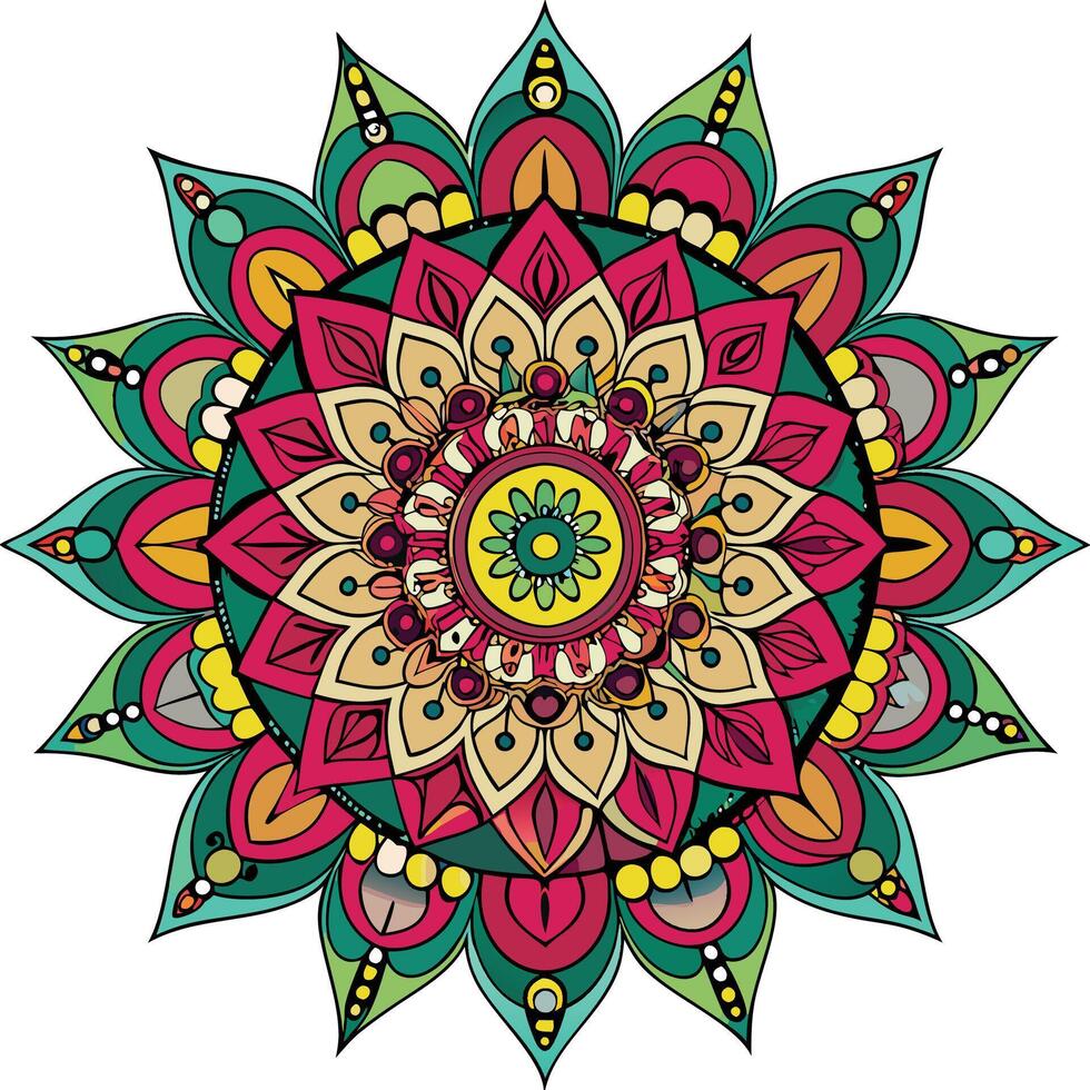 a colorful flower design with a circular pattern white background vector