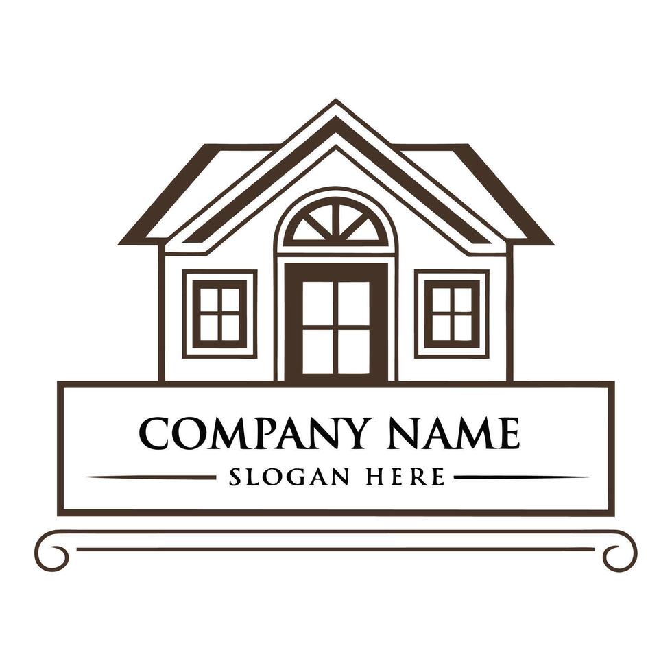 a house logo with a window and a sign white background vector
