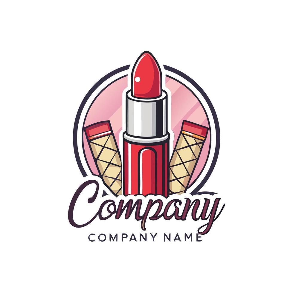 lipstick logo design white background vector