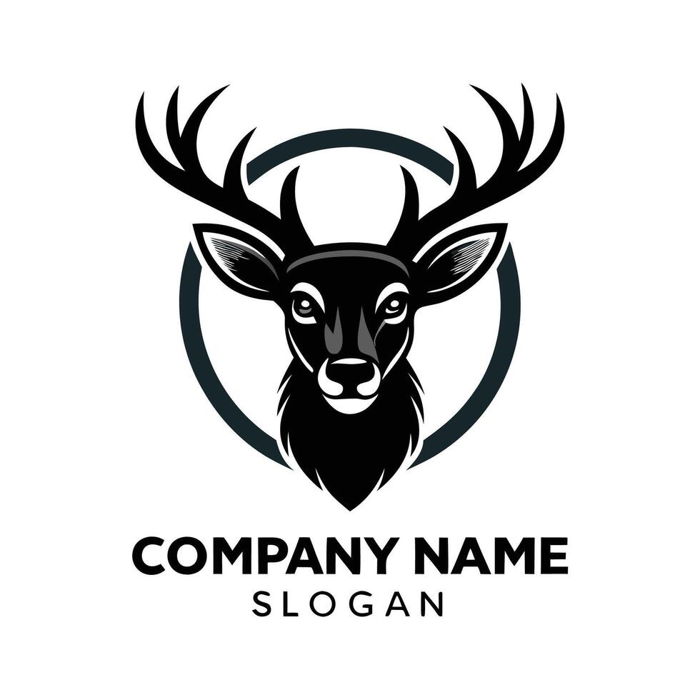 deer head logo design template white background vector