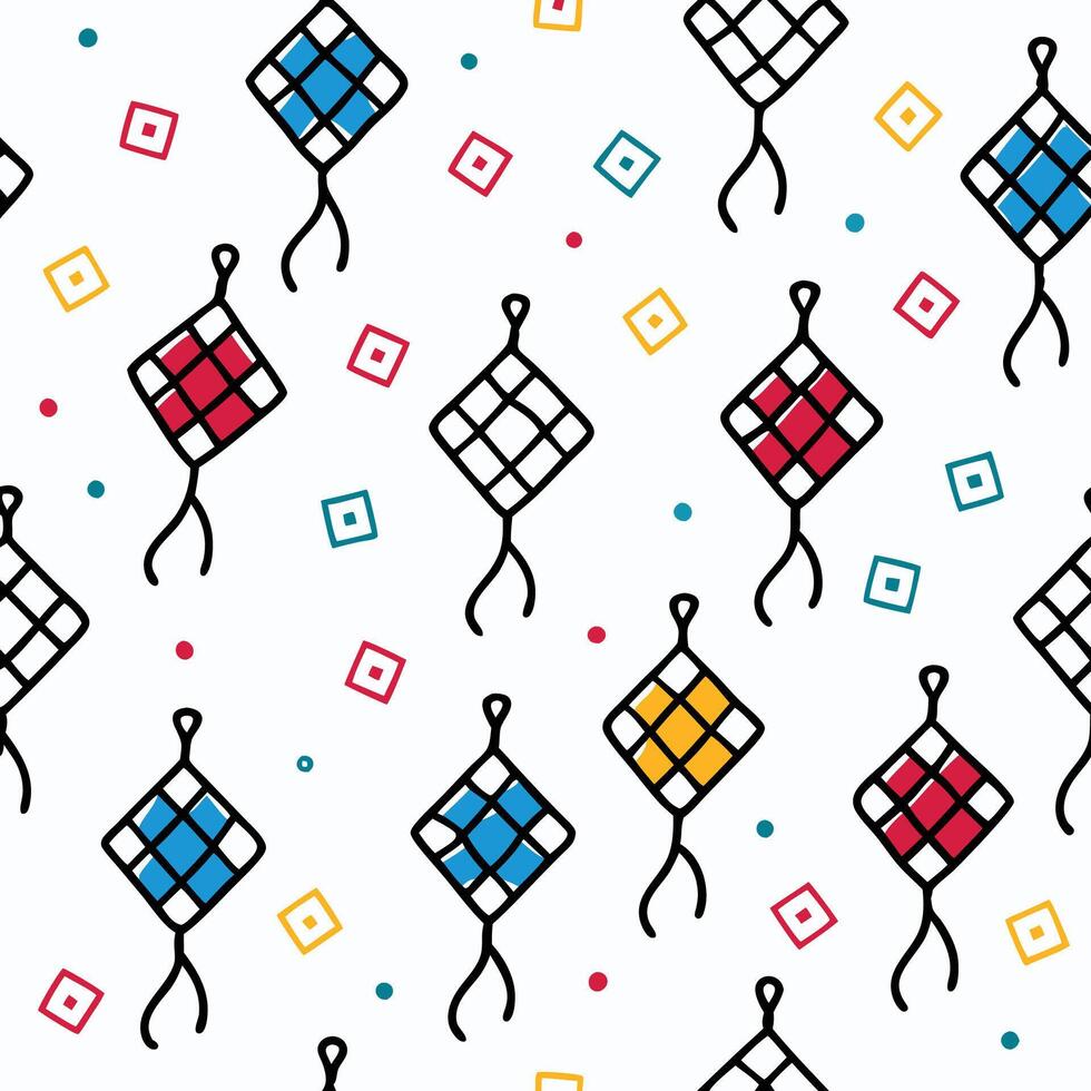 seamless pattern with kites and squares white background vector