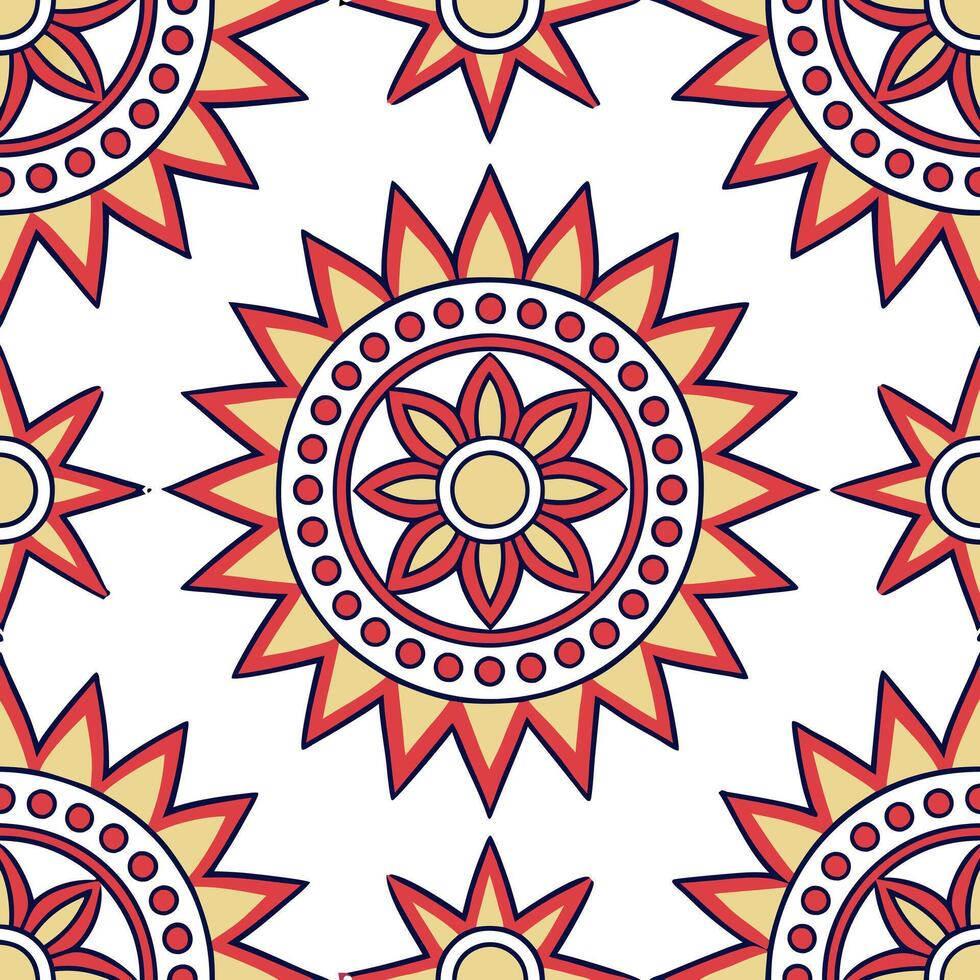 Folk art seamless pattern with tribal symbols and geometric shapes for a dynamic energetic cultural aesthetic concept as Dynamic folk art pattern with tribal symbols and geometric Clean vector