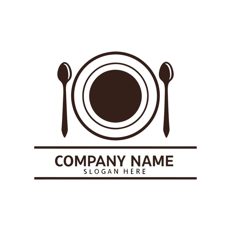 plate and spoon logo design template white background vector