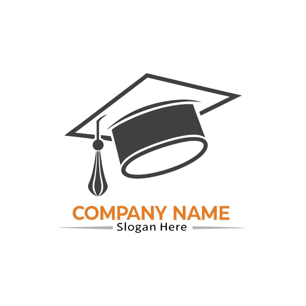 graduation hat logo design template white background vector