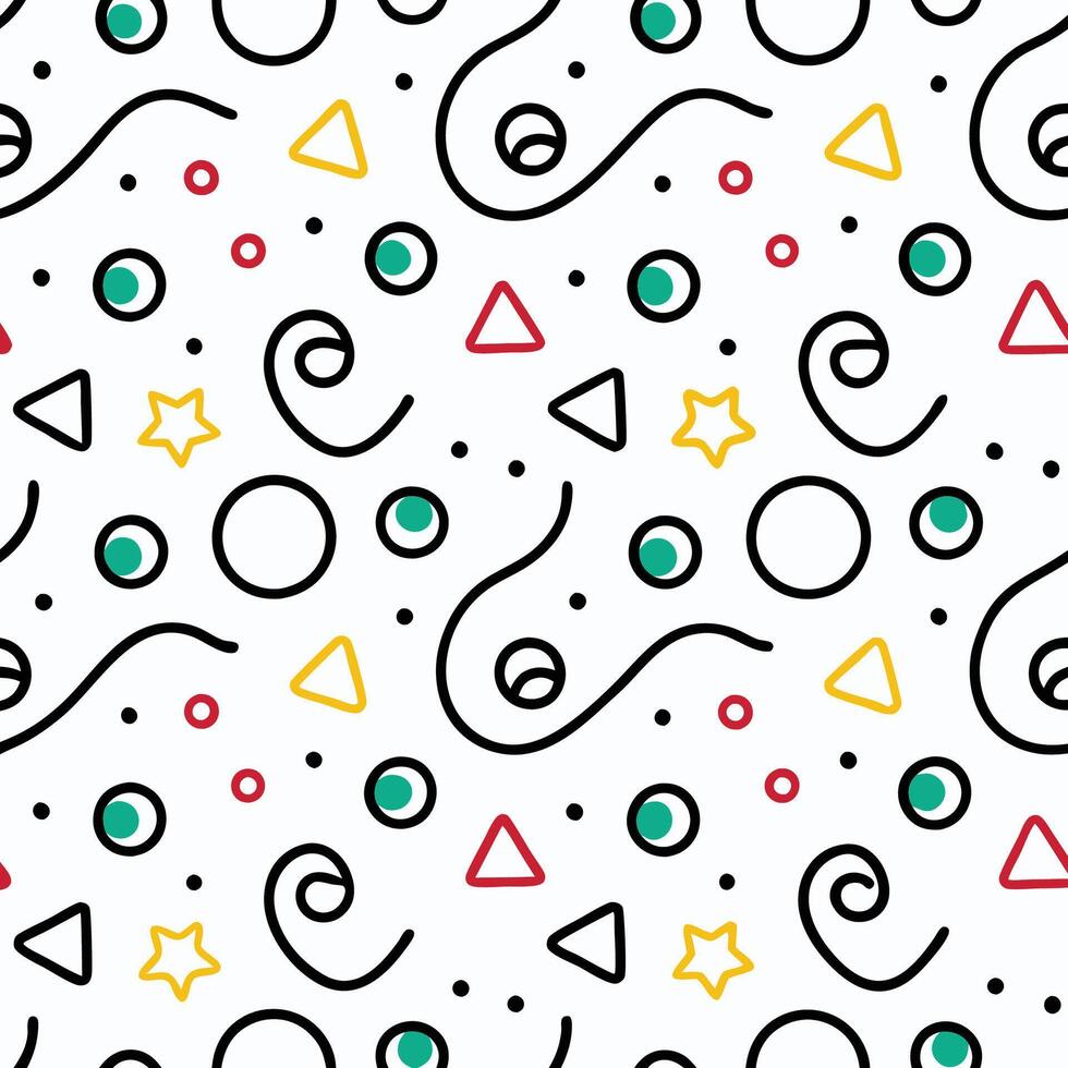 a colorful pattern with shapes and circles white background vector