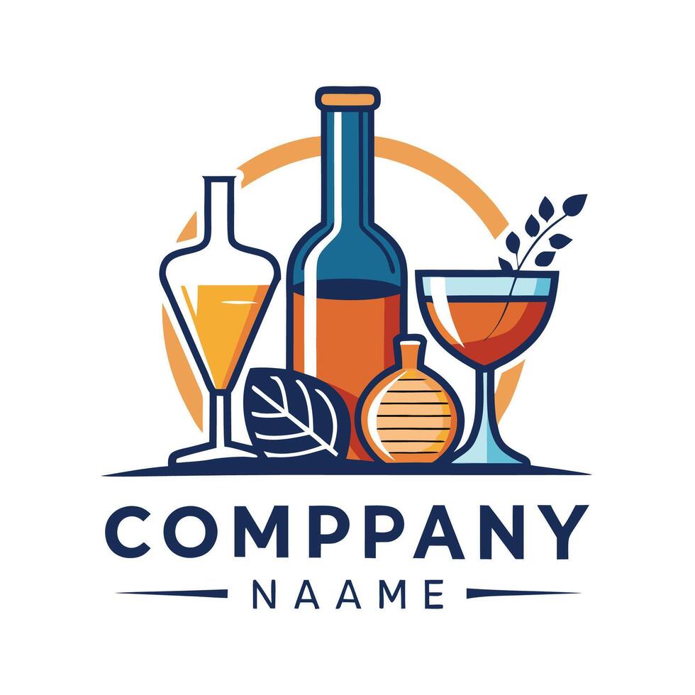 a logo for a company that sells wine and liquor white background vector