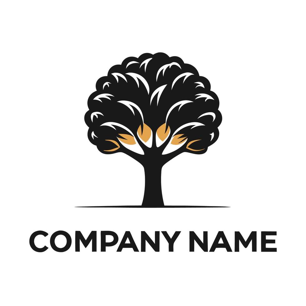 a tree logo with the word company name on it white background vector