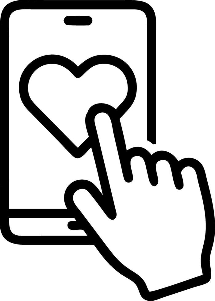 finger woman pushing heart icon screen mobile smartphone application online dating app valentines day concept concept as A woman taps a heart icon on a smartphone symbolizing onlin Clean vector