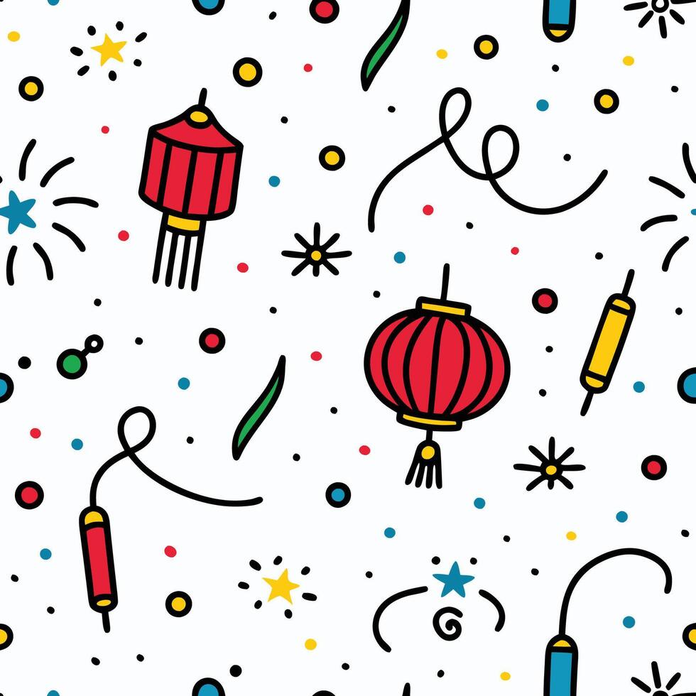 chinese new year seamless pattern illustration white background vector