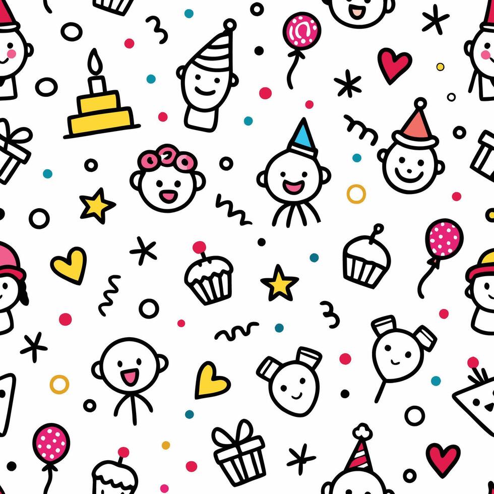 birthday seamless pattern illustration white background vector