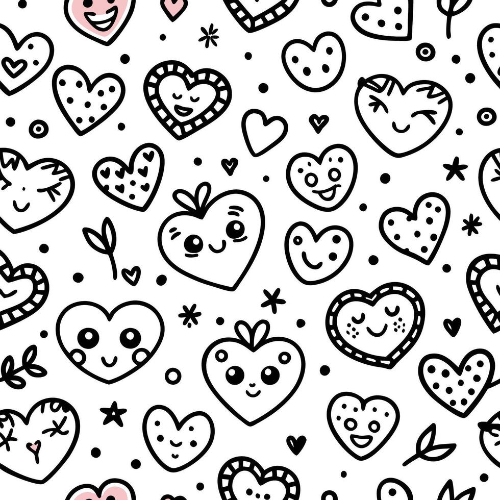 seamless pattern with hearts and white background vector