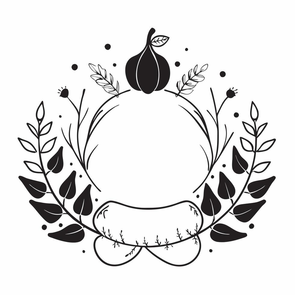 Fall Garland Border with Squash and Grateful Heart Wording concept as A beautifully illustrated border frame featuring a fall garland made of squash leaves and berries The words G Clean Set 2 vector