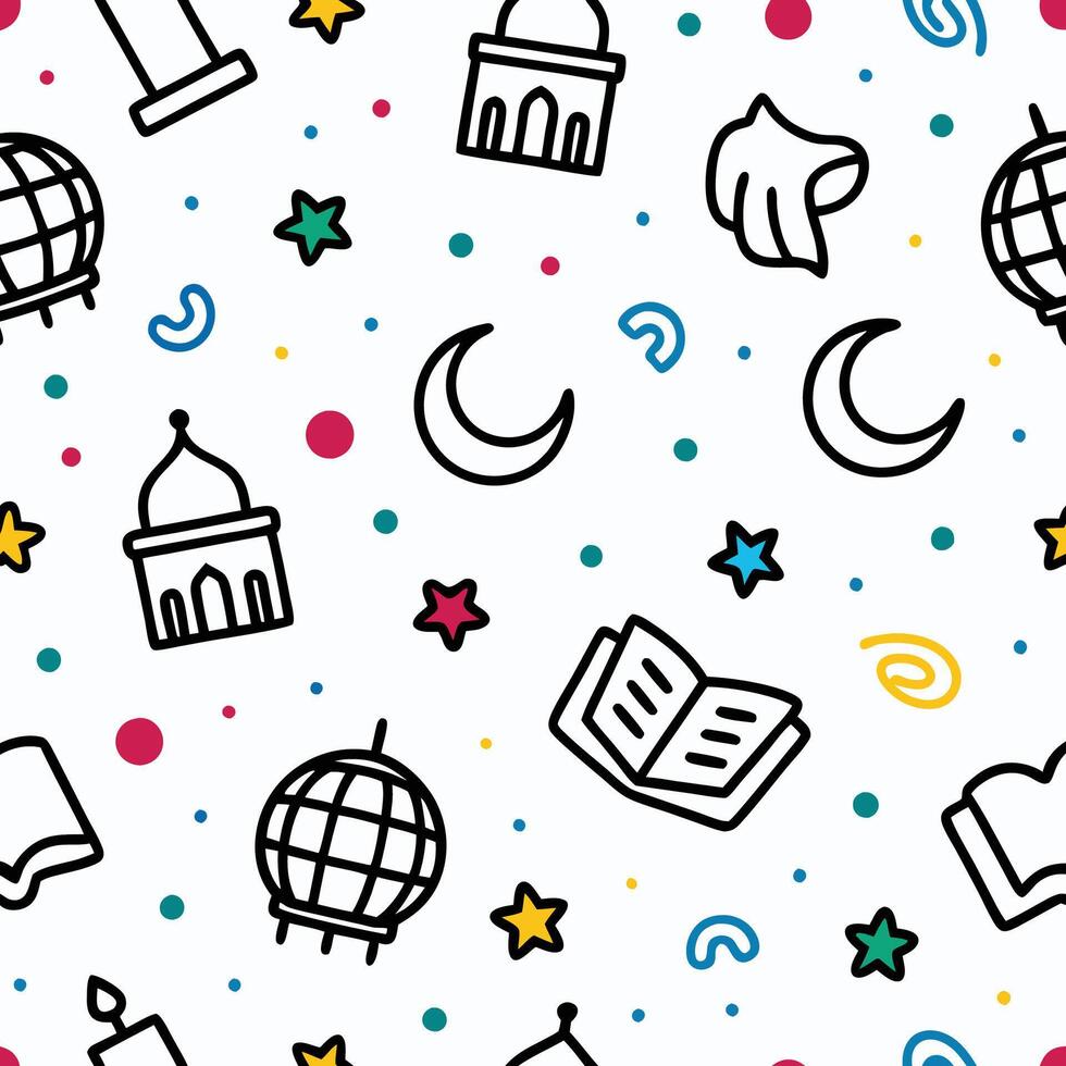seamless pattern with islamic symbols background vector