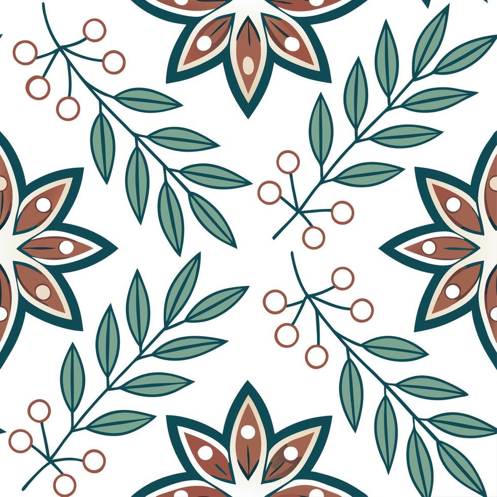 Ethnic patterns seamless design with natural elements like leaves and flowers for a boho chic free spirited look concept as Boho chic ethnic patterns with natural elements like lea Clean Set 2 vector