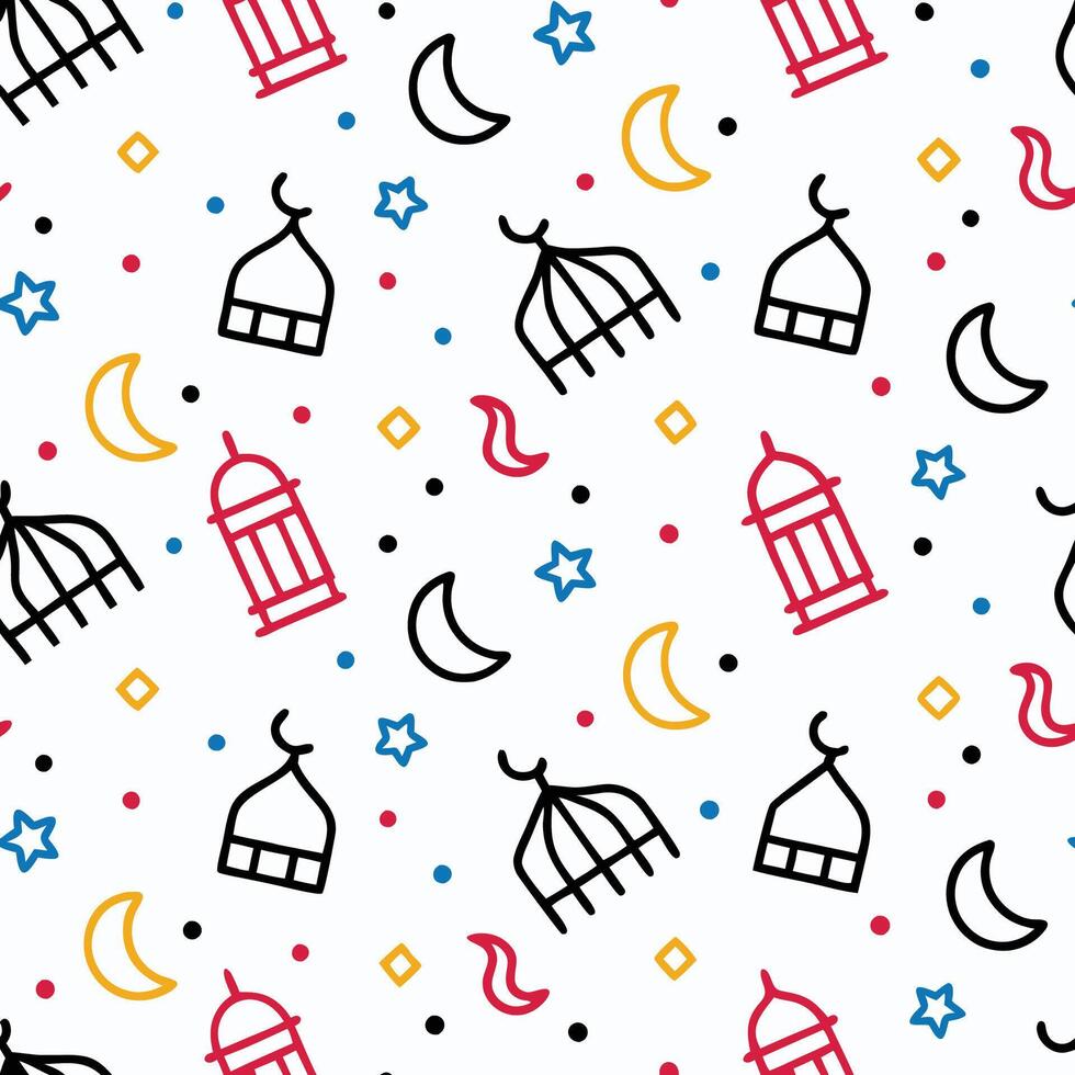 ramadan seamless pattern with arabic white background vector