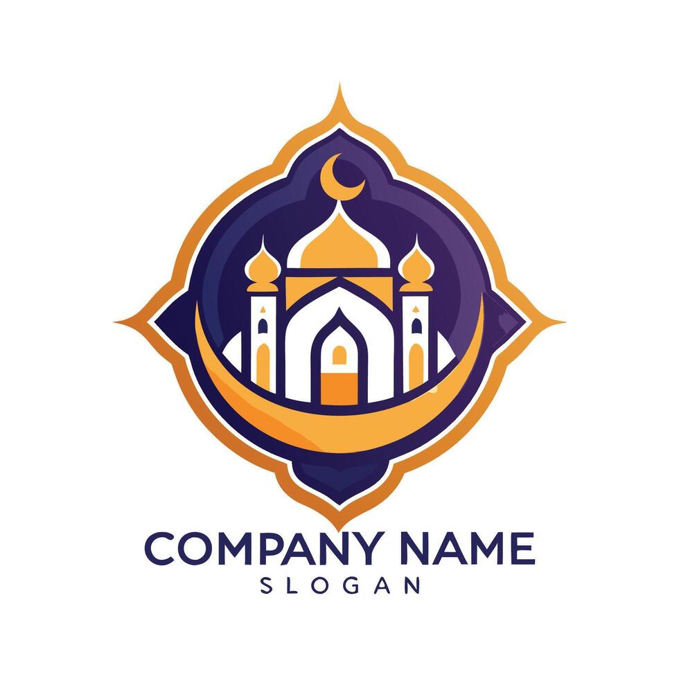 islamic mosque logo design white background vector