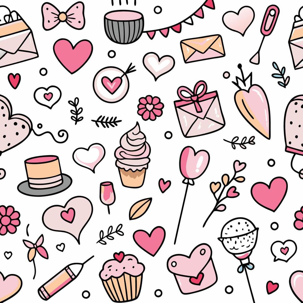 a collection of different valentine's day items white background vector