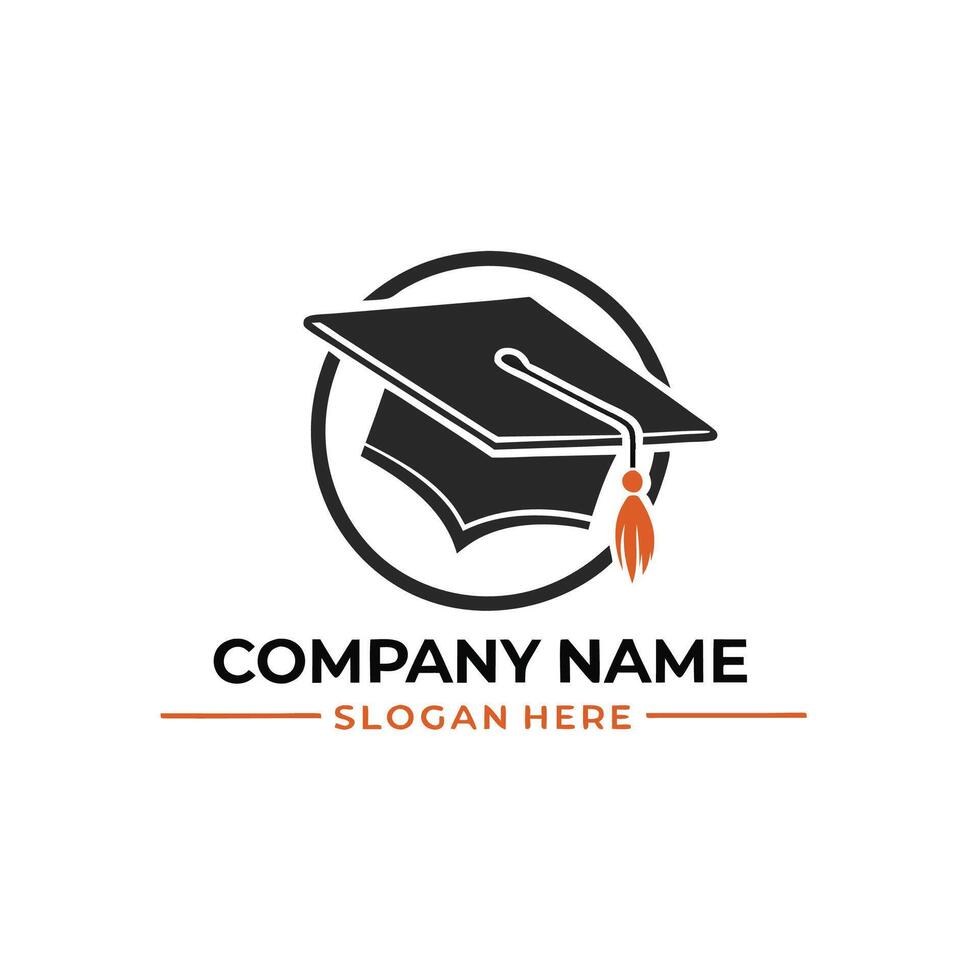 graduation hat logo template white background vector