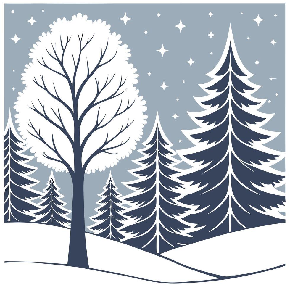 Enchanting winter forest seamless tile pattern with snow covered trees and twinkling lights concept as Snow covered trees and twinkling lights create an enchanting winter forest se Clean vector
