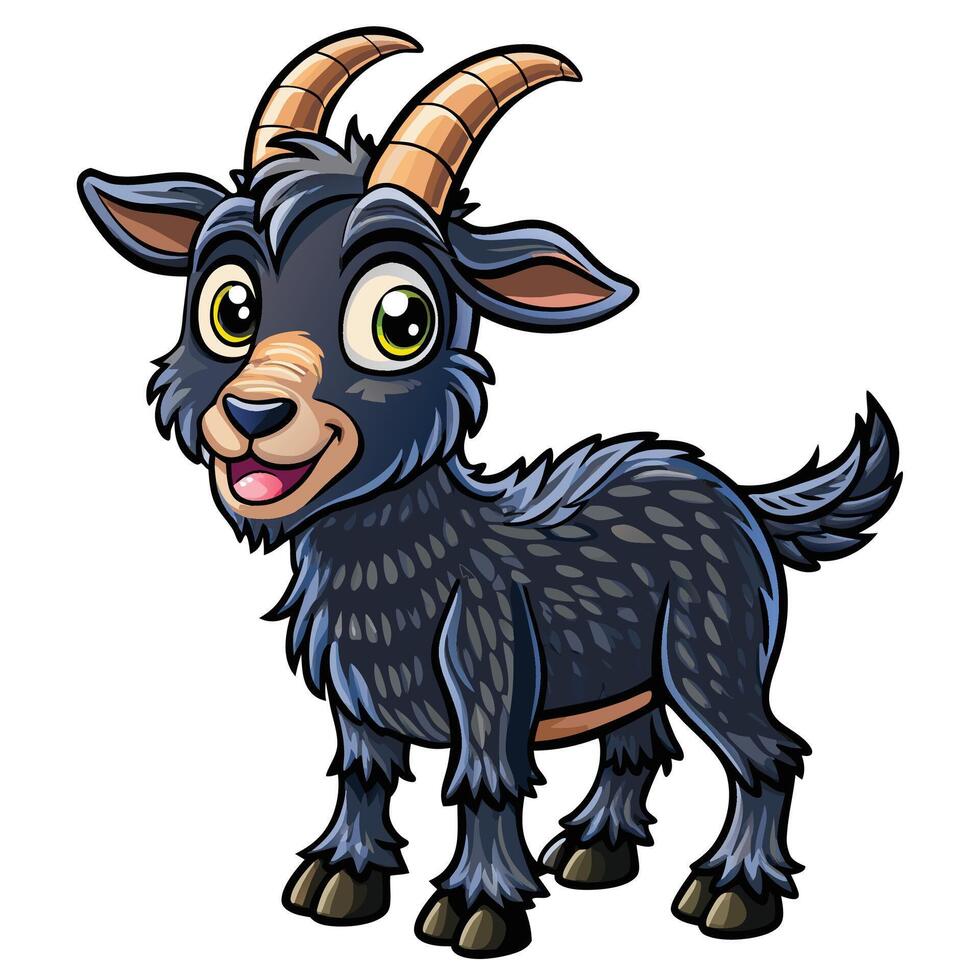 a cartoon goat with horns and horns standing white background vector