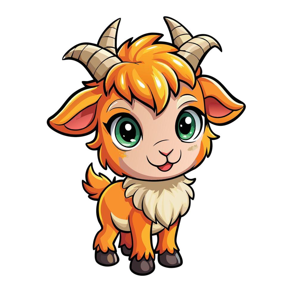 a cartoon goat with horns and horns white background vector