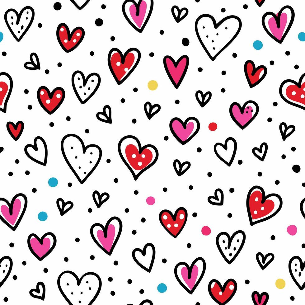 seamless pattern with hearts on white background white background vector
