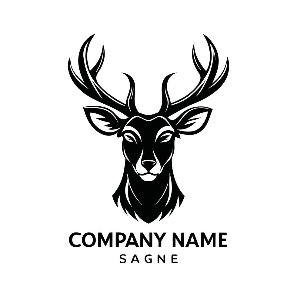 deer head logo design template background vector