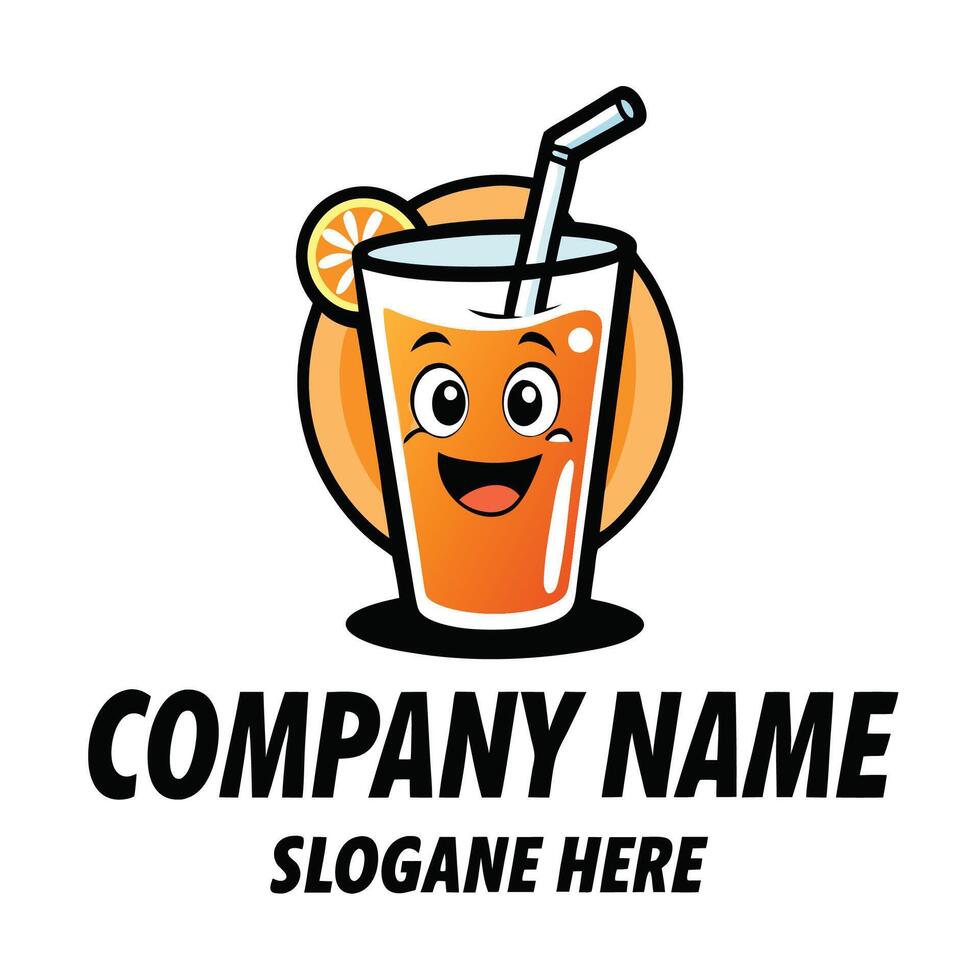 orange juice drink logo design white background vector
