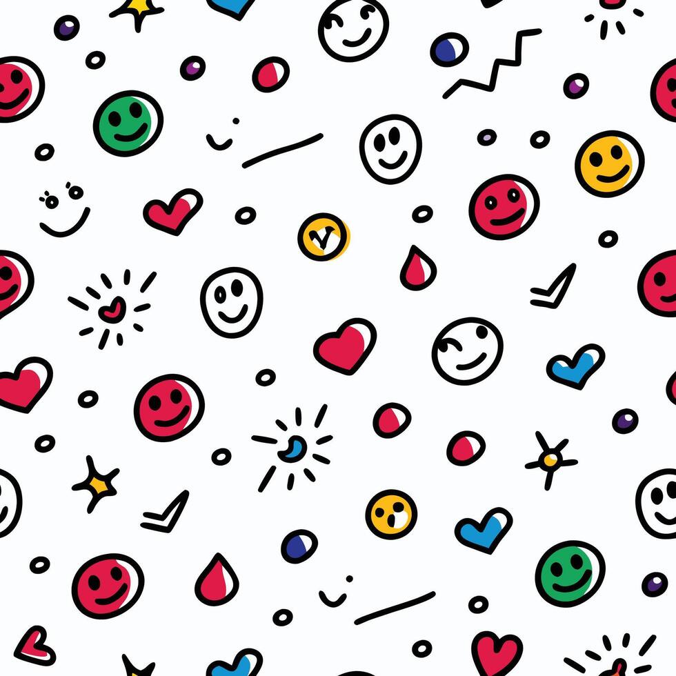 smiley face seamless pattern white background vector