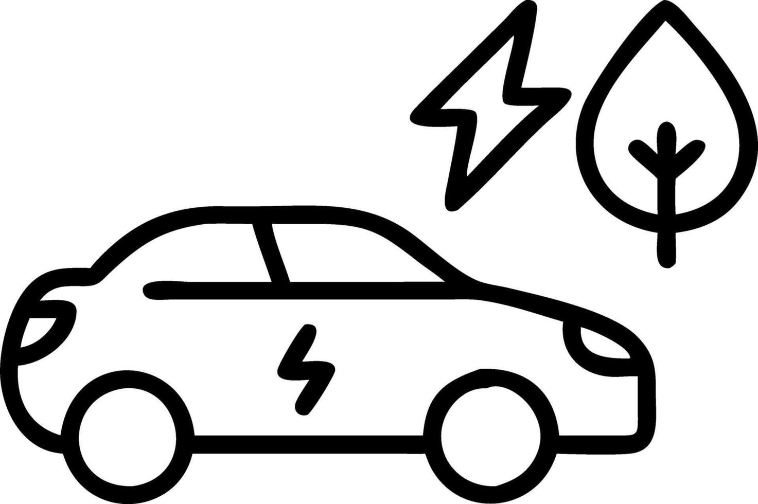 Electric or hydrogen energy car drives through forest showcasing environmentally friendly travel sustainable transportation green logistics and net zero carbon emission efforts to Clean vector