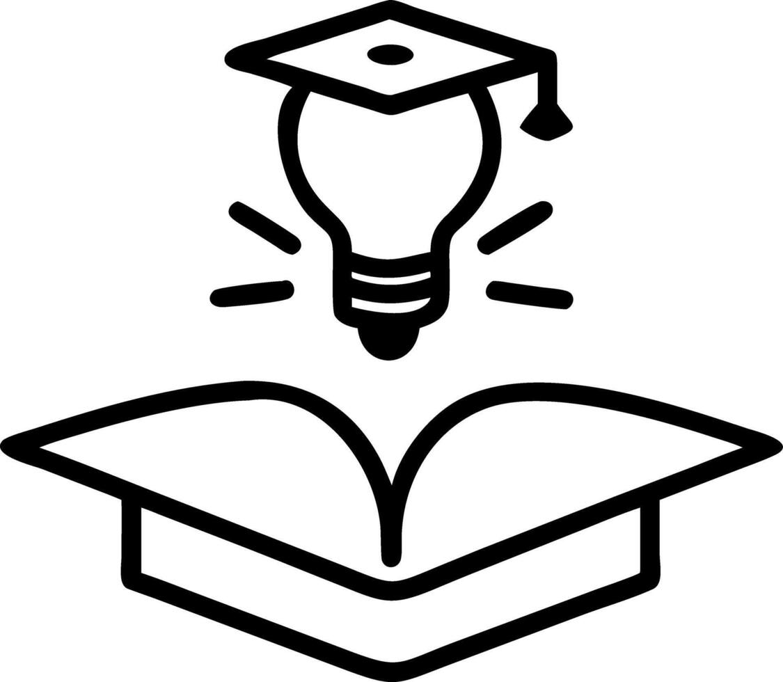 Education learning and idea knowledge concepts with innovative technology science mathematics in school or university featuring graduation cap with lightbulb on book and learning i Clean vector