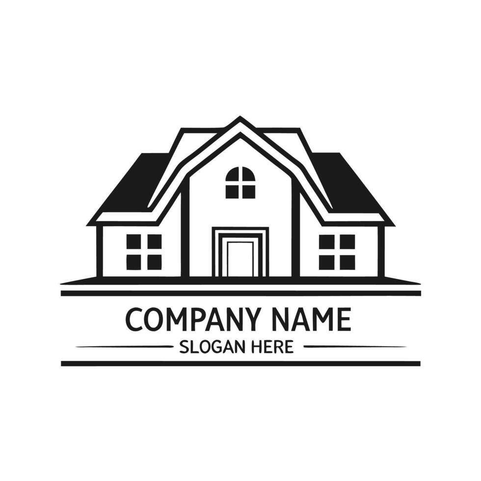 a house logo with a black and white background, vector