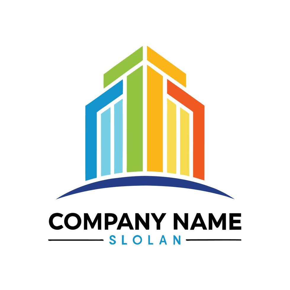colorful building logo design template white background vector